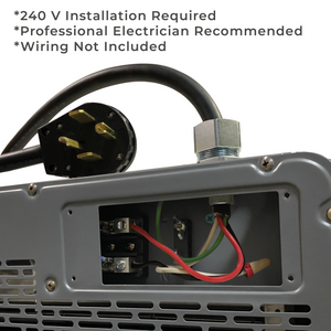 6000 watt garage heater made by Heat Storm showing 240 volt installation, wiring not included